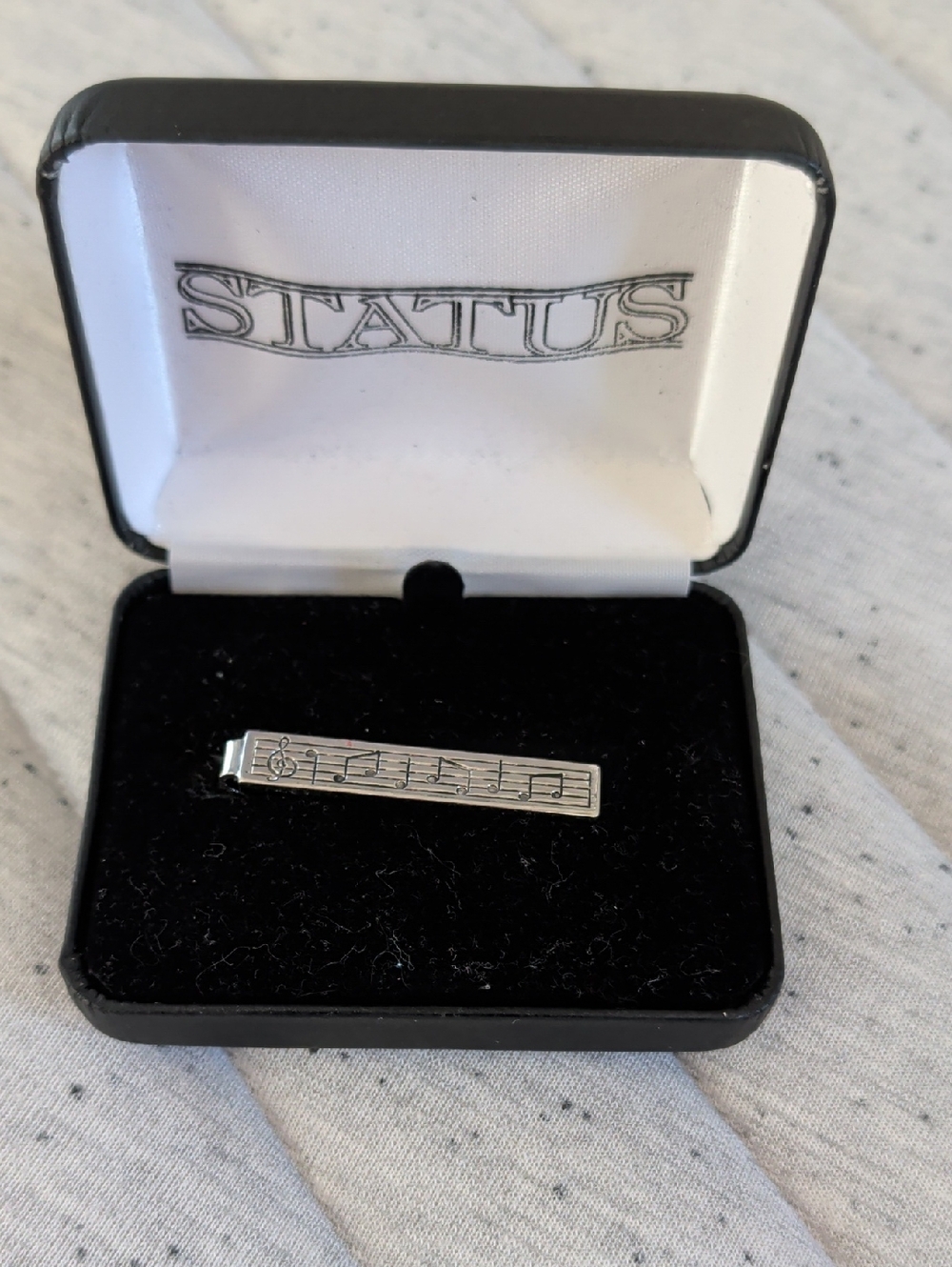 Status Silver Musical Note Tie Clip